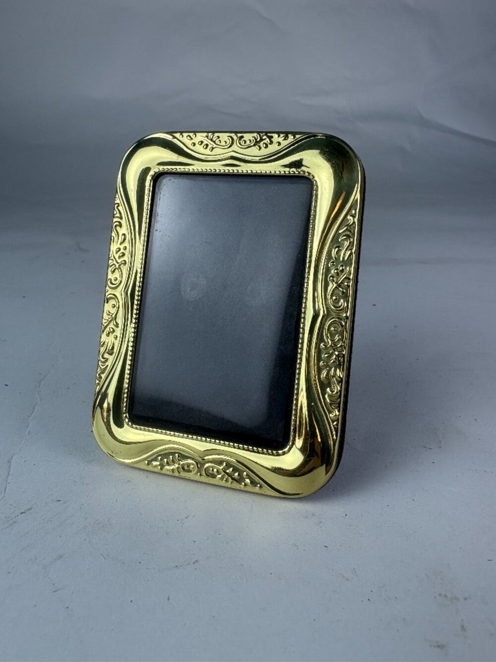 Vintage Ornate Gold Tone Picture Frame, Small Metal Tabletop Photo Frame